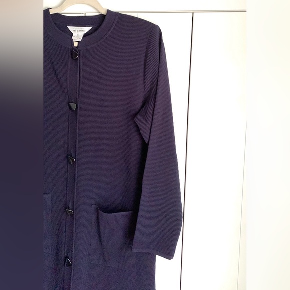 exclusively MISOOK Navy Knit Long Cardigan Duster Sweater XS Buttons - Picture 3 of 5